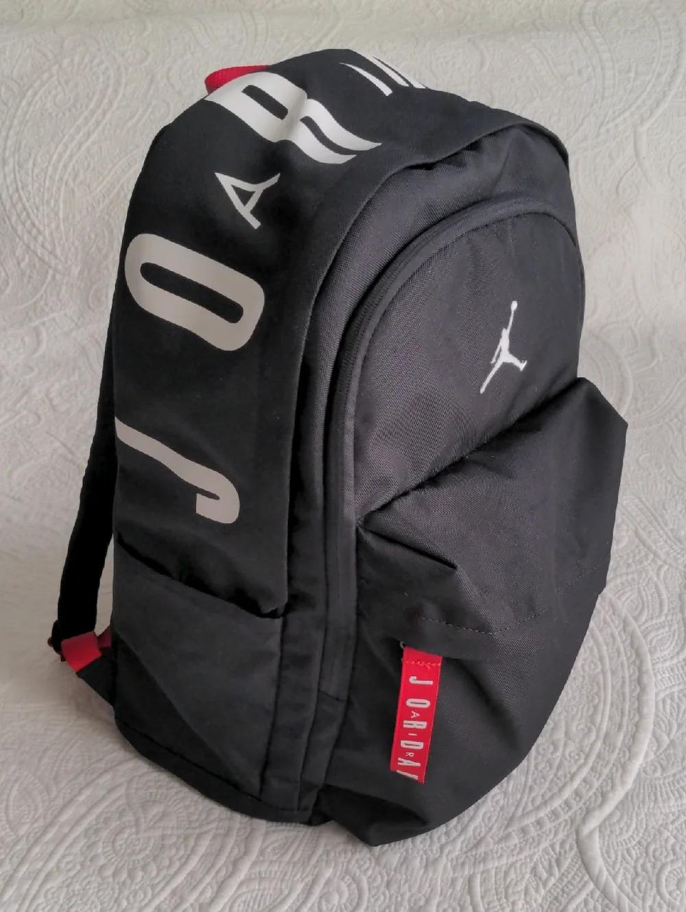 Jordan Patrol Black Backpack with White and Red Accents
